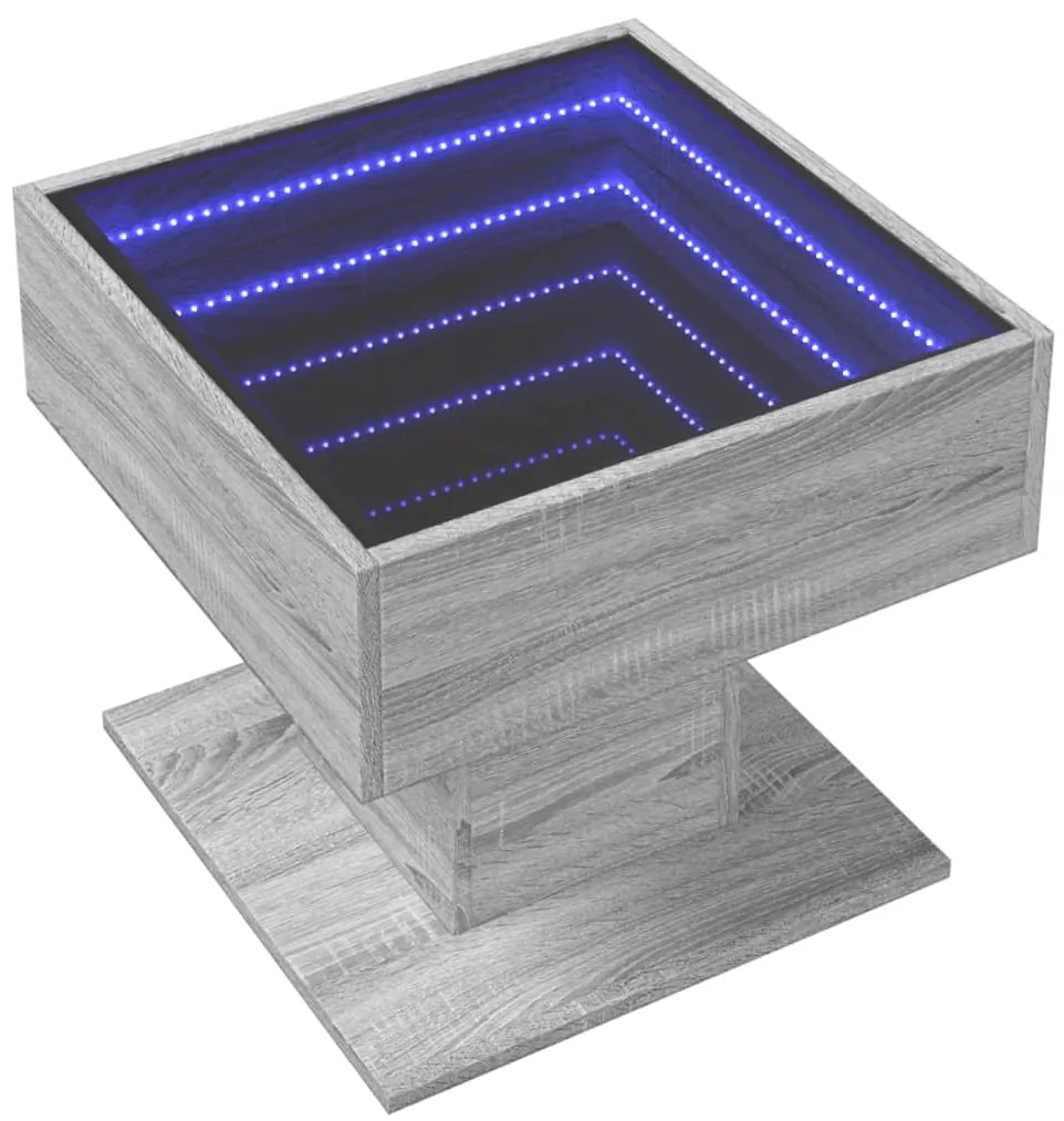 Mesa de centro c/ LEDs 50x50x45 madeira processada