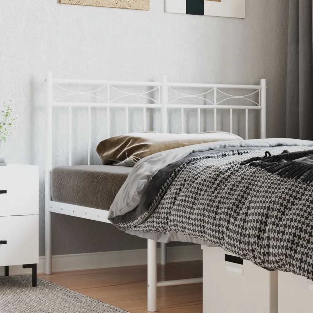 vidaXL Cabeceira de cama 120 cm metal branco