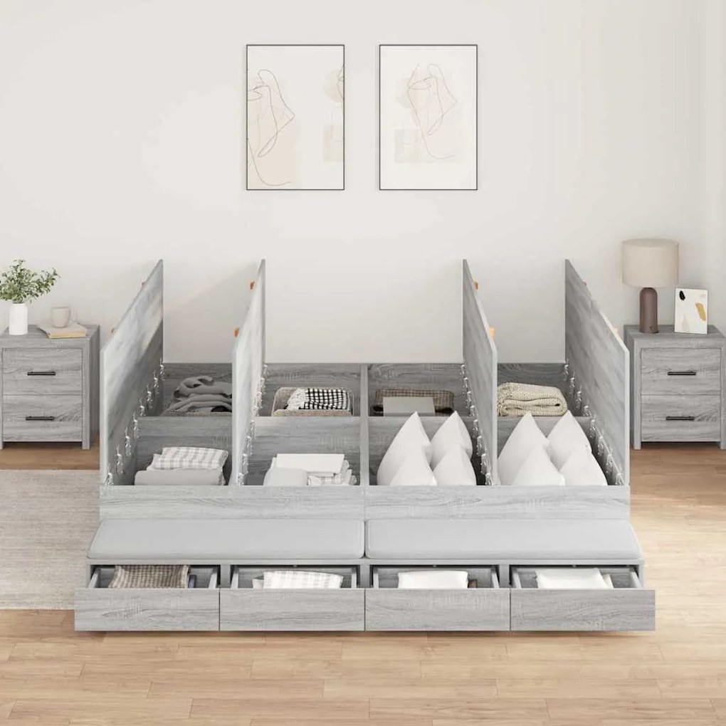 Cama de Armazenamento Cinza Sonoma 180x200 cm