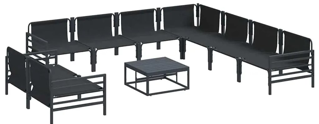 Conjunto de Sofá de Jardim 10 pcs Cinzento-escuro Aço