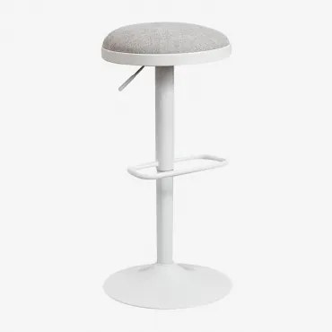 Banqueta Alta Ajustável Igarasi Em Metal E Tecido Branco - Cinza Claro - Sklum