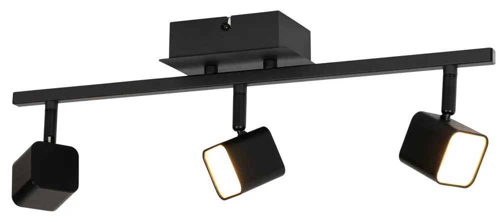 Candeeiro de teto moderno preto com 3 luzes LED - Nola Moderno