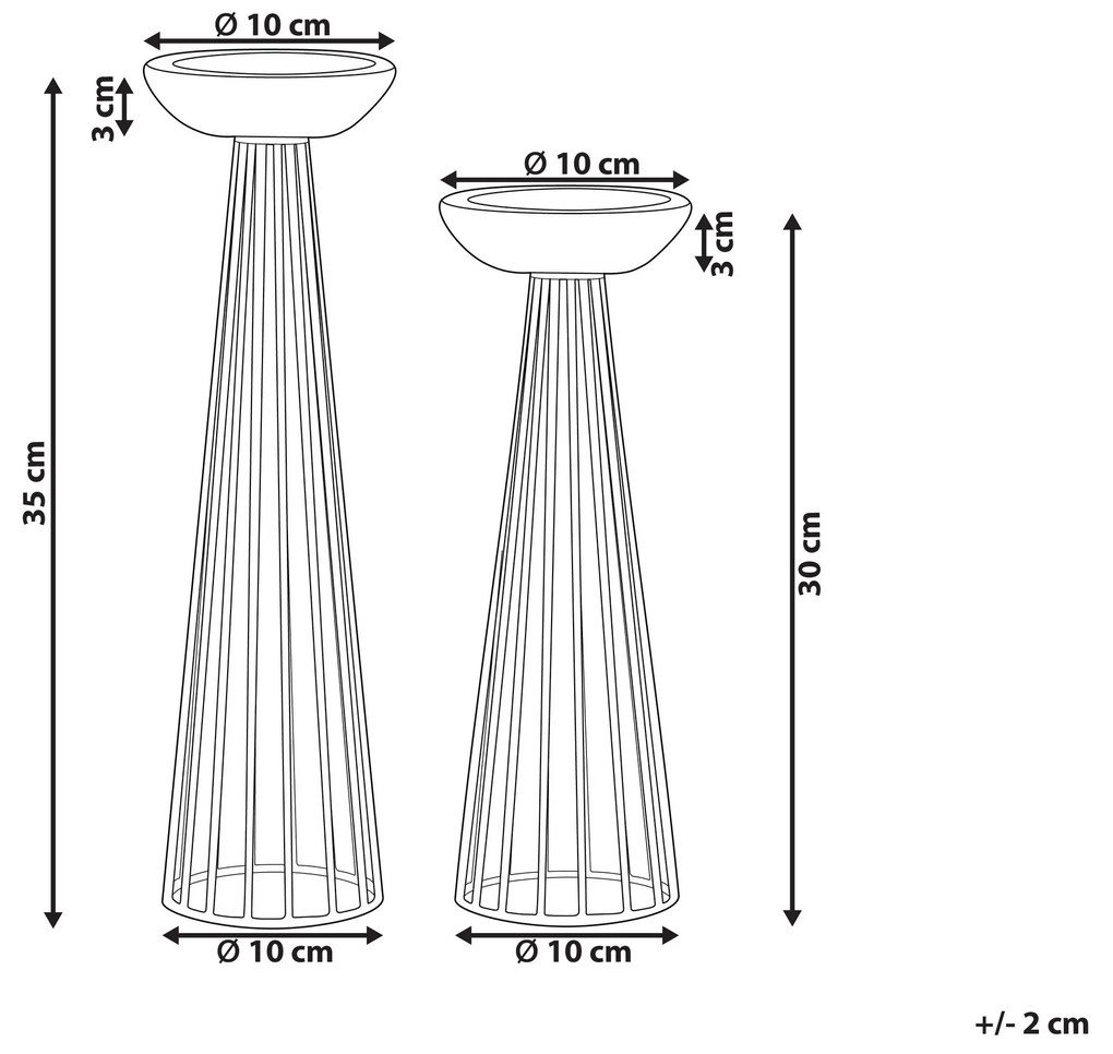 Conjunto de 2 castiçais em metal dourado e branco PORONG Beliani