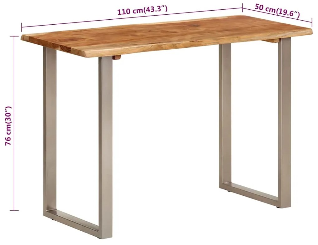 Mesa de jantar 110x50x76 cm madeira de acácia maciça