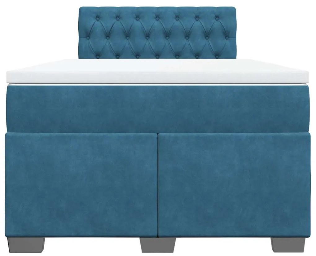 Cama boxspring com colchão 120x190 cm veludo azul