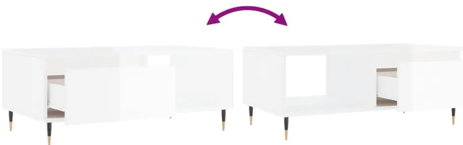 Mesa de centro 90x50x36,5 cm derivados madeira branco brilhante