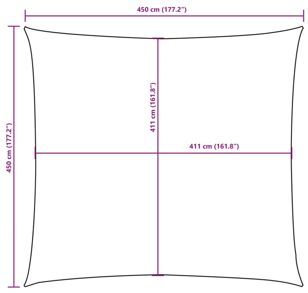 Para-sol estilo vela tecido oxford quadrado 4,5x4,5 m castanho