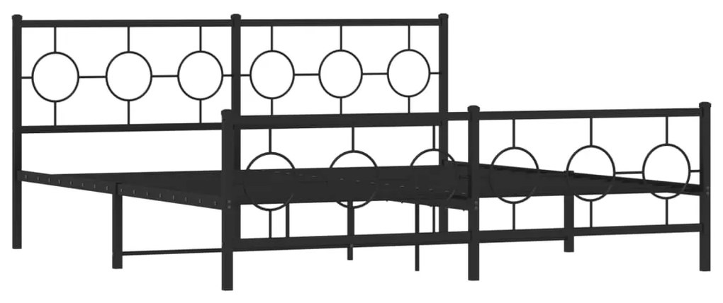 Estrutura de cama com cabeceira e pés 183x213 cm metal preto