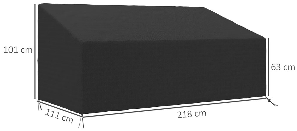 Capa Protetora para Móveis de Jardim 218x111x63-101 cm Cobertura de Móveis de Tecido Oxford 600D Impermeável para Sofás Bancos