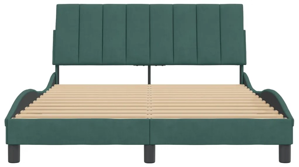 Estrutura de cama sem colchão 140x200 cm veludo verde-escuro