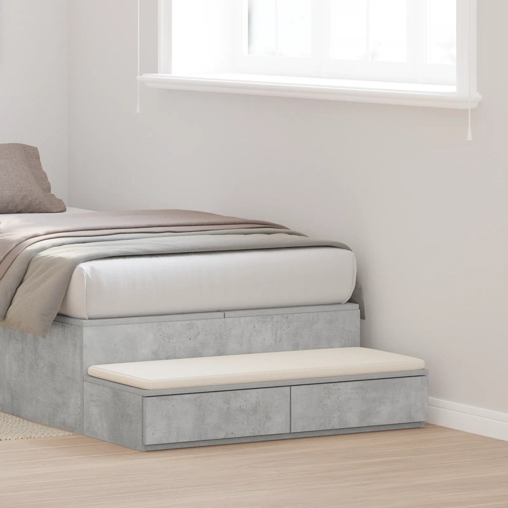 Camas com Gavetas vidaXL Cinza Concreto 80x36,5x16,5 cm Madeira Projetada