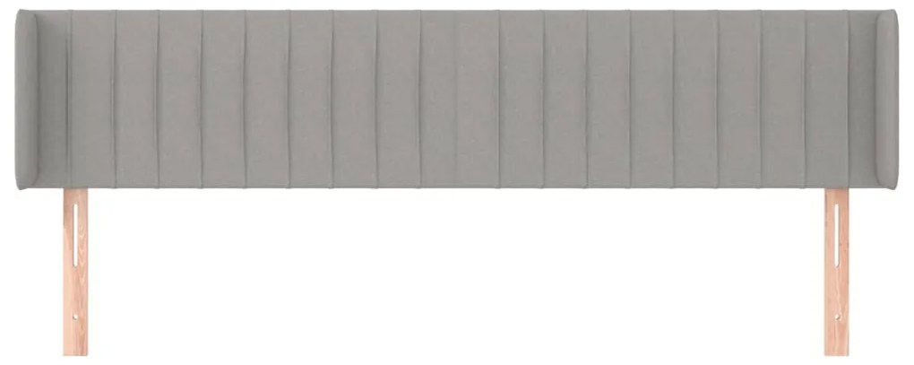 Cabeceira de cama c/ abas tecido 183x16x78/88 cm cinzento-claro