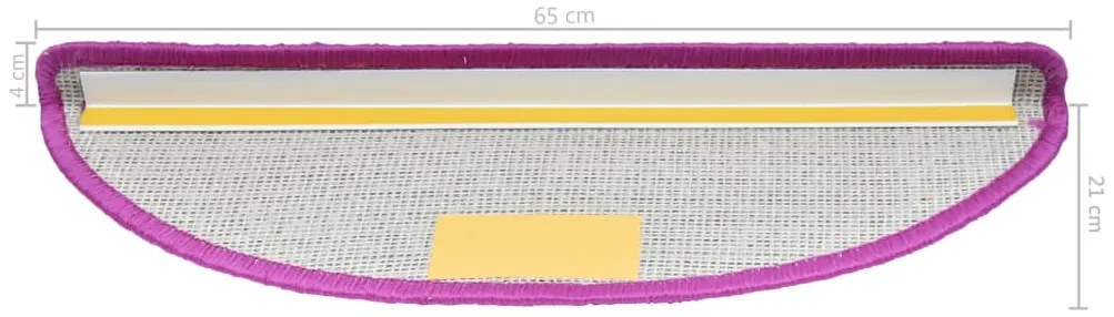 Tapetes de escadas 10 pcs 65x21x4 cm violeta