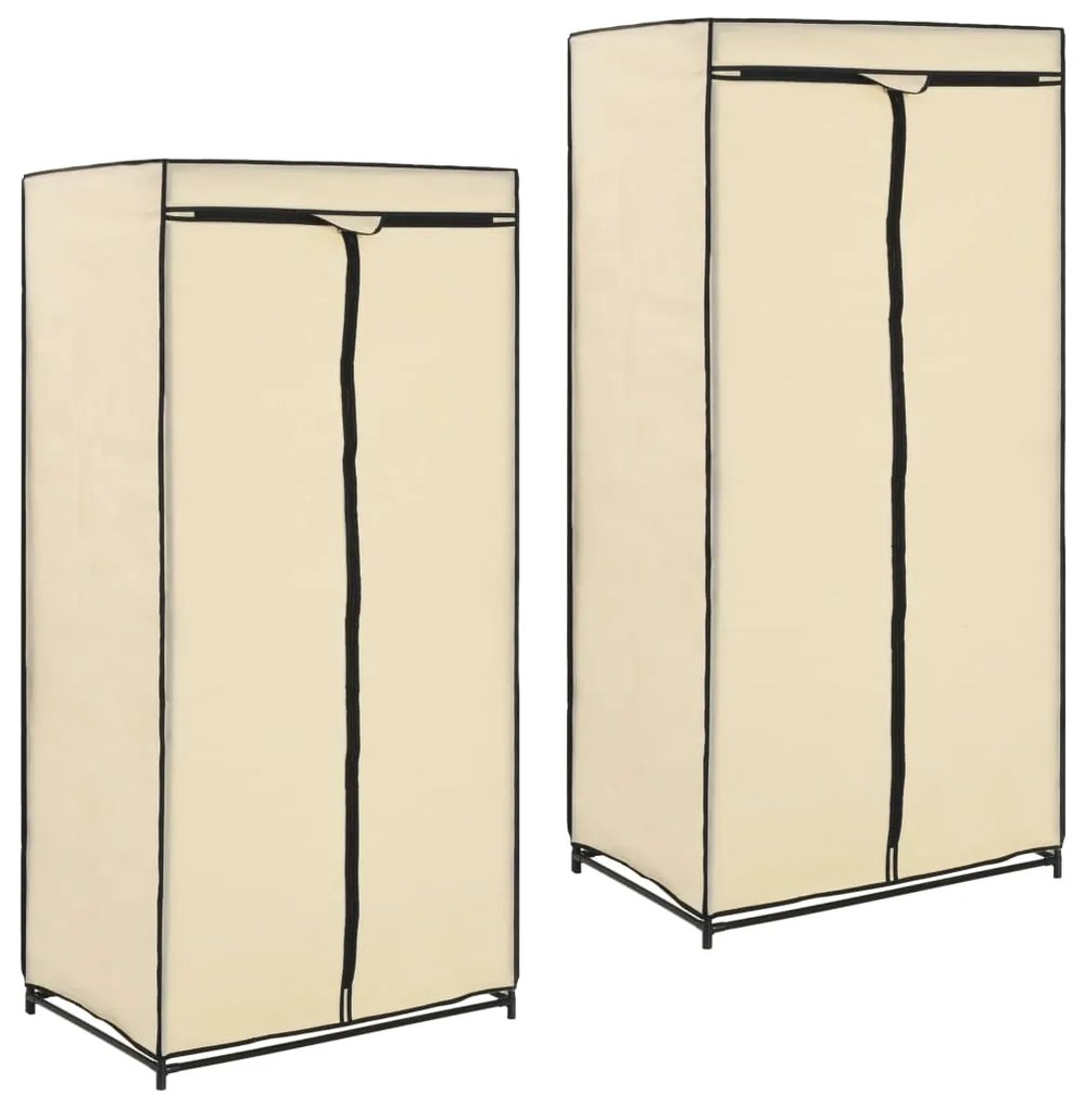 Roupeiros 2 pcs 75x50x160 cm creme