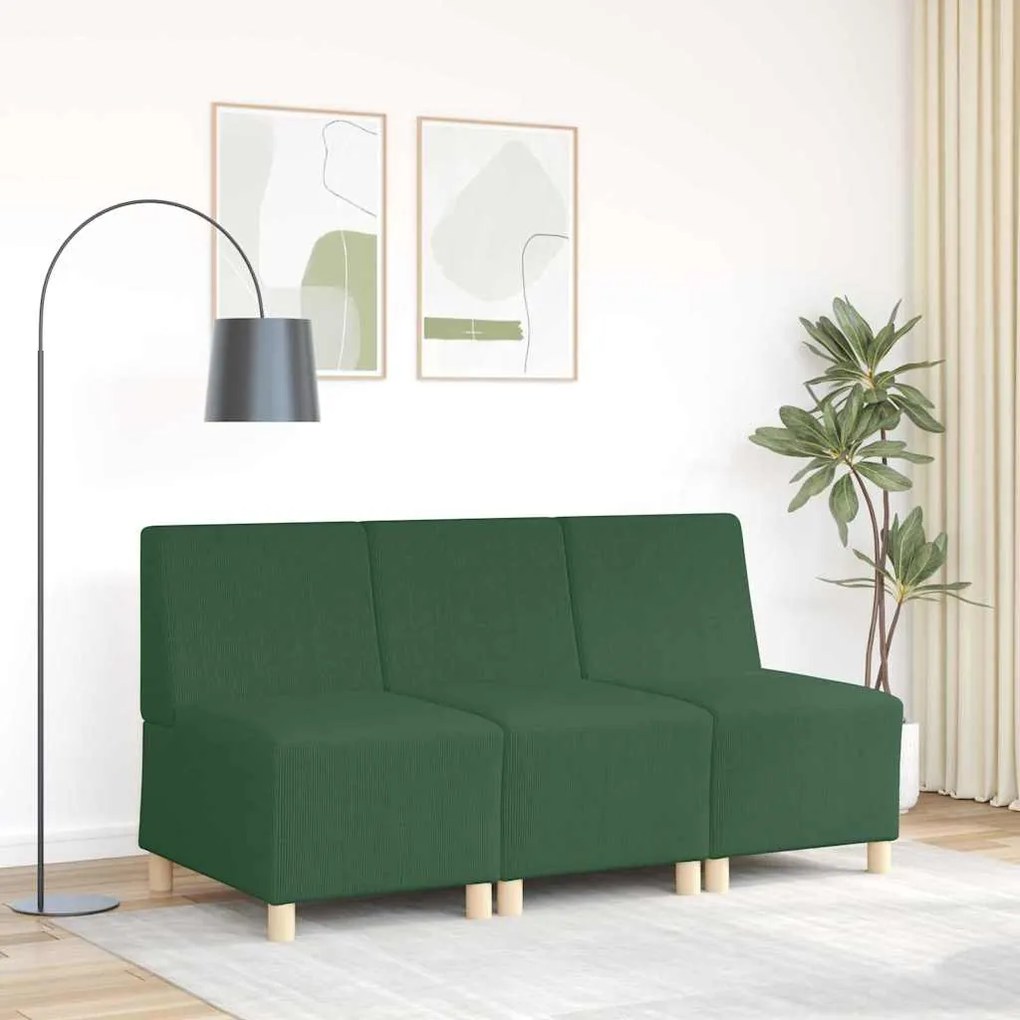 Poltrona sem braços 55 cm tecido corduroy verde selva