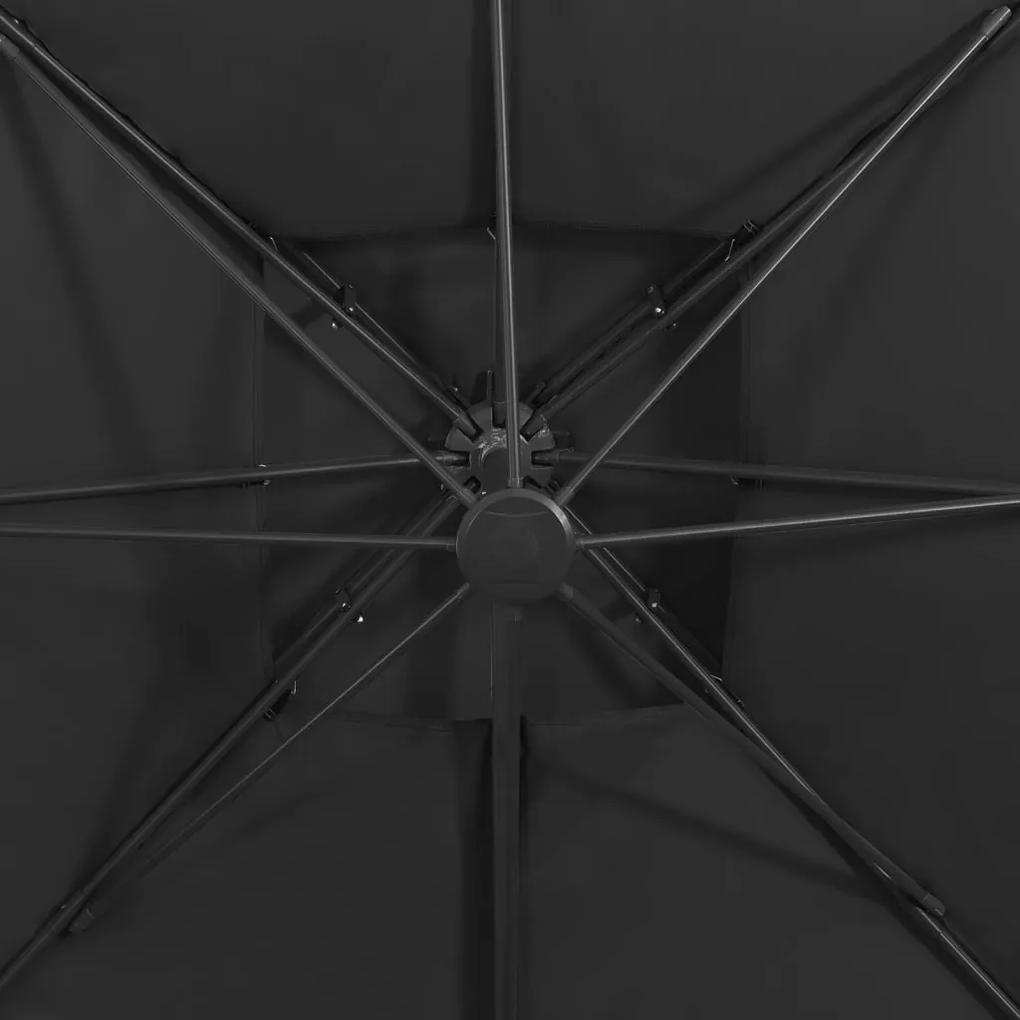 Guarda-sol cantilever com toldo duplo 300x300 cm preto