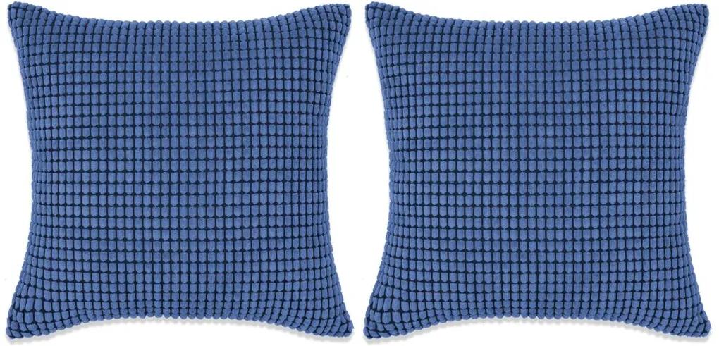 Conjunto de 2 almofadas em veludo 45x45 cm azul