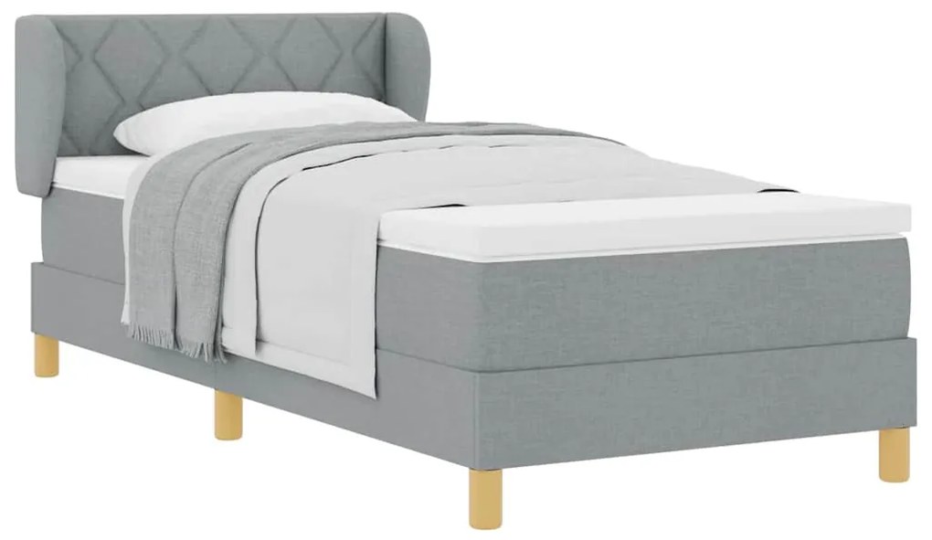 Cama Box com Colchão vidaXL Cinza Claro 100x200 cm Têxtil