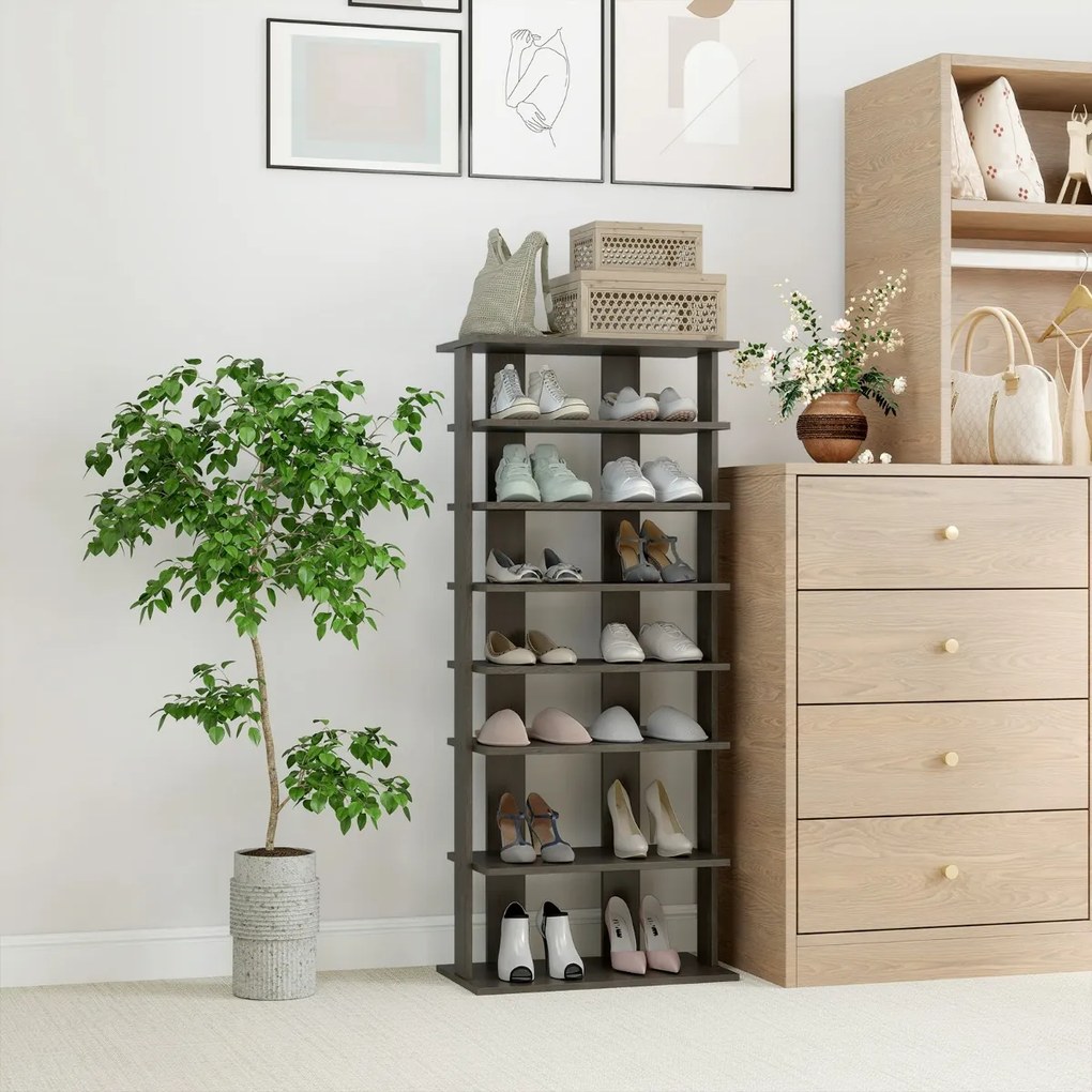 Sapateira vertical para sapatos 47 x 25,5 x 110 cm com 7 níveis Cinzenta