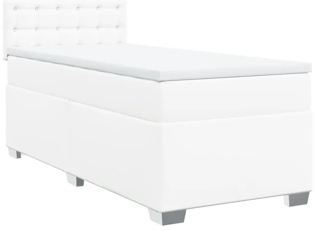Cama com molas/colchão 80x200 cm couro artificial branco