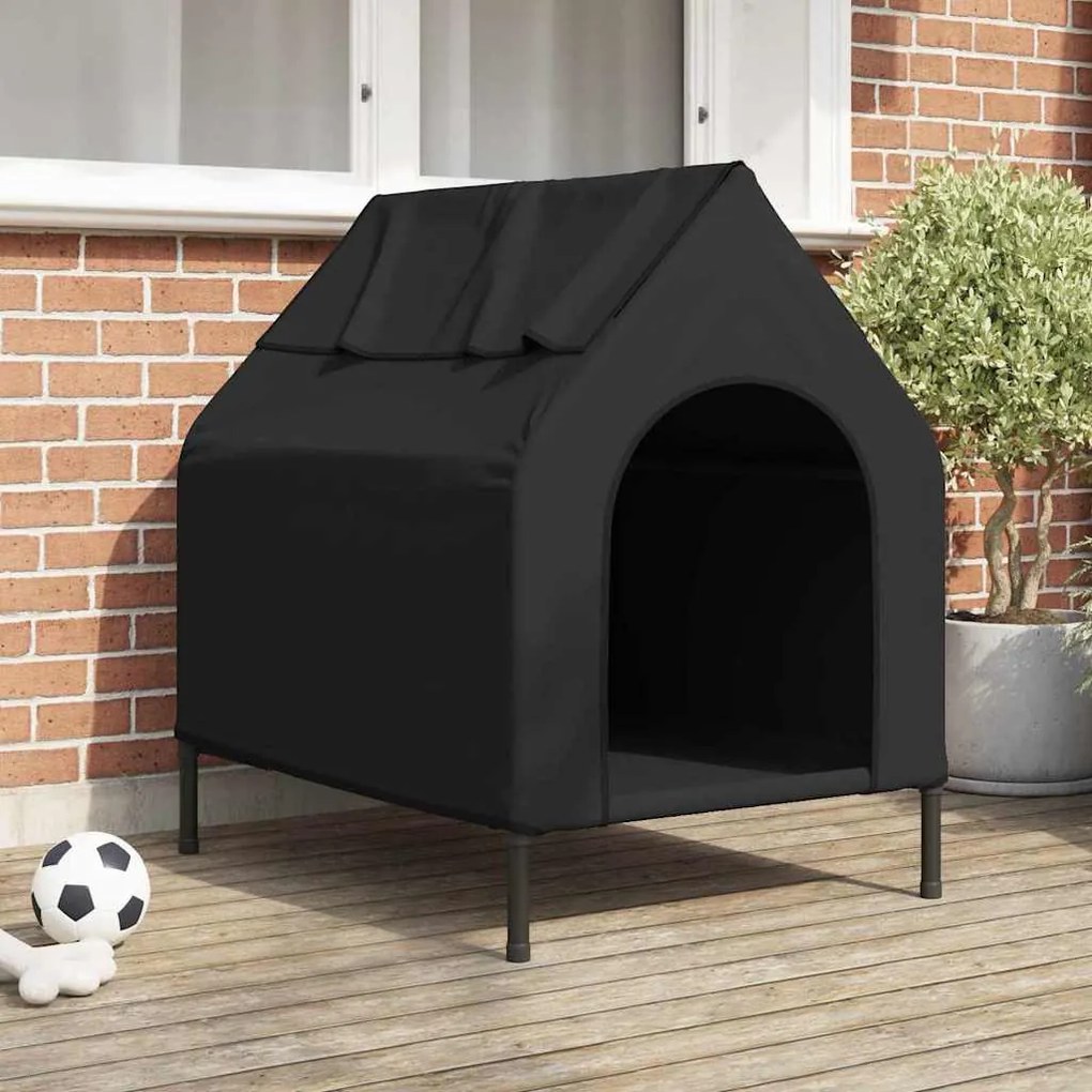 Casa para Cão de Tecido Oxford Preto e Aço