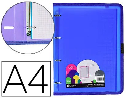 Pasta Carchivo Dune 4 Argolas 20 mm Polipropileno Rigido Din A4 com Recarga 120 F com Elásticos Cor Azul