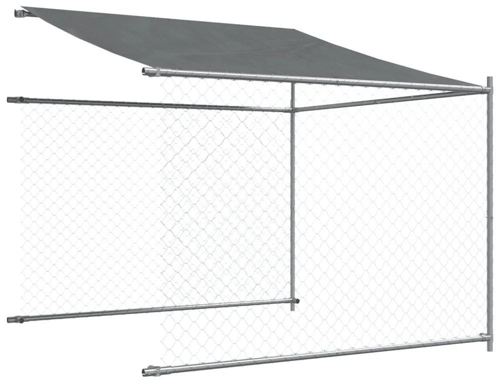 Jaula para cão com telhado/porta 4x2x2 m aço galvanizado cinza