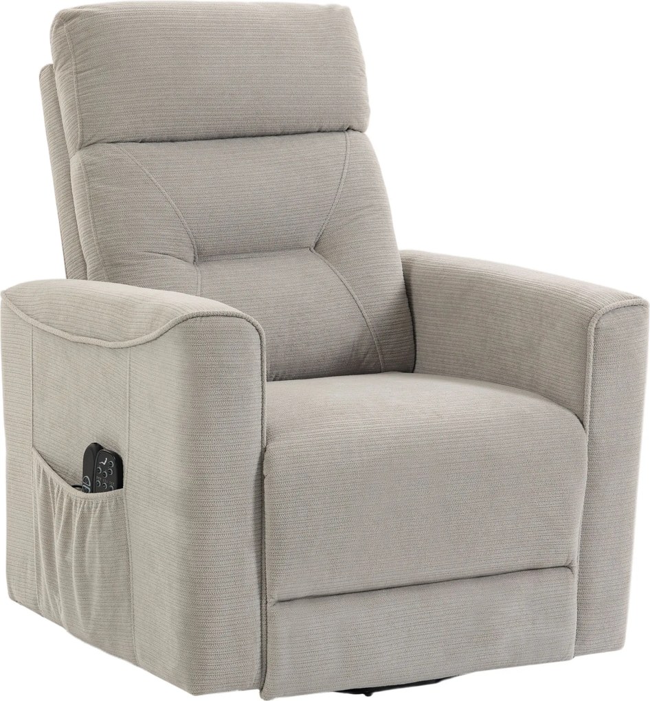 HOMCOM Poltrona Elevatória Elétrica Massagem Vibratória e Aquecimento, Poltrona Elétrica Relax, Encosto Reclinável, Chenille, Cinza | Aosom Portugal