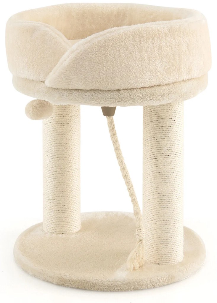 Torre de escalada para gatos 4 em 1 com poleiro macio e base acolchoada - cinza