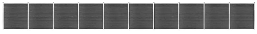 Conjunto de painel de vedação WPC 1737x186 cm preto