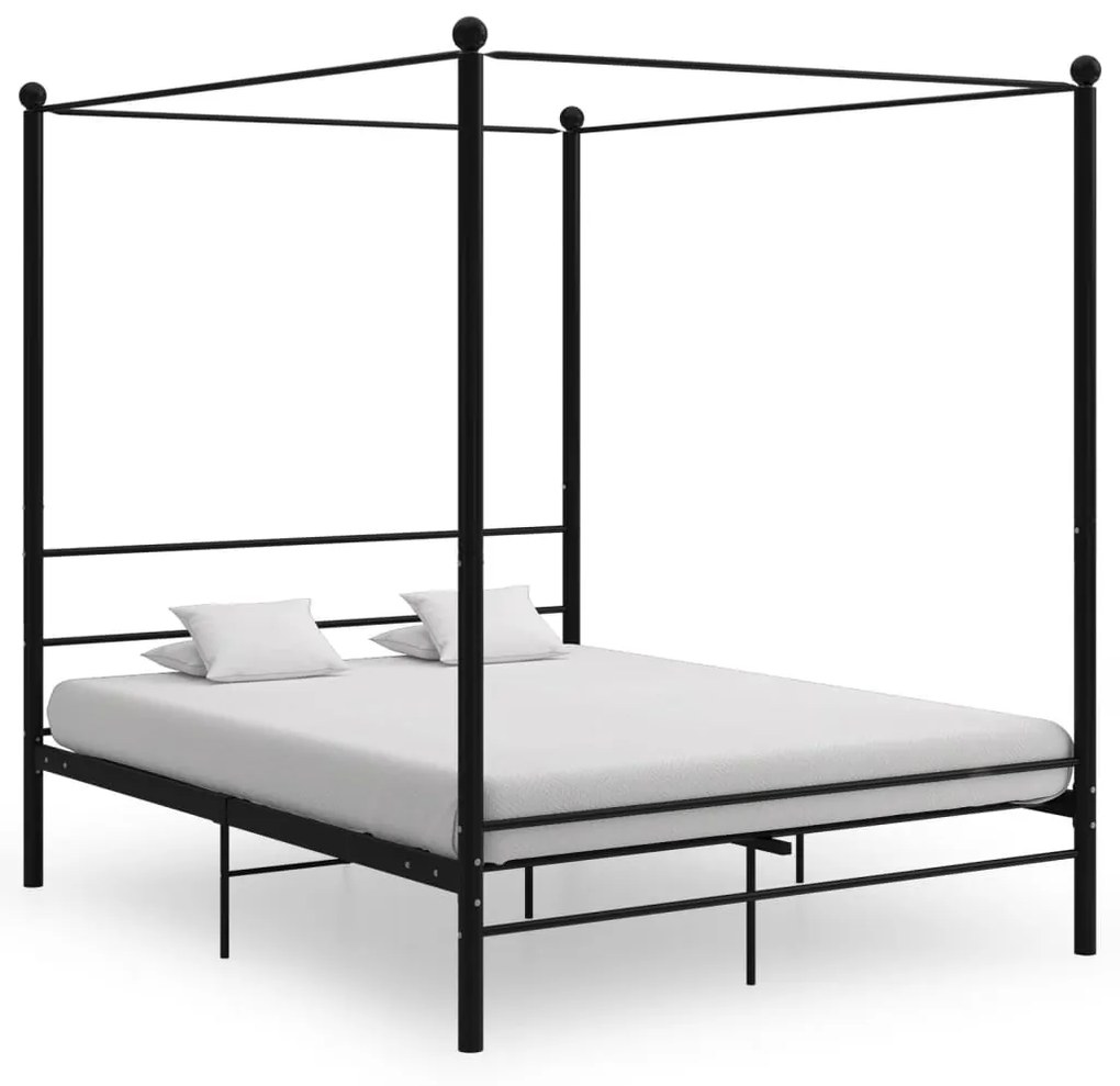 vidaXL Estrutura de cama dossel 160x200 cm metal preto