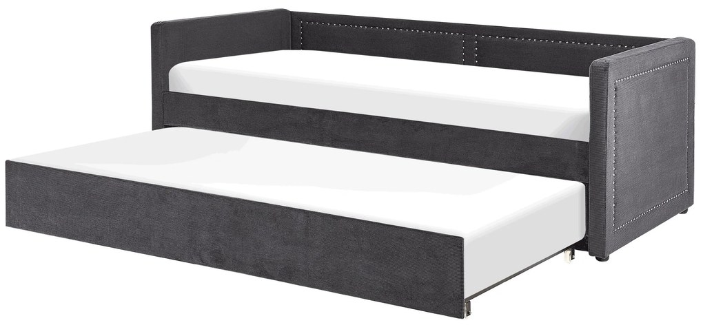 Cama dupla em bombazine cinzento escuro 90 x 200 cm MIMIZAN Beliani