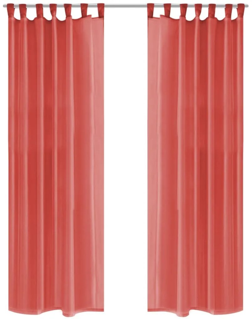 vidaXL Cortinas em voile 2 pcs 140x175 cm vermelho