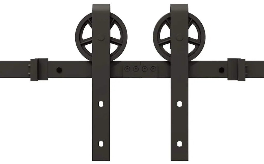 Kit de ferragens para porta deslizante 366 cm aço preto