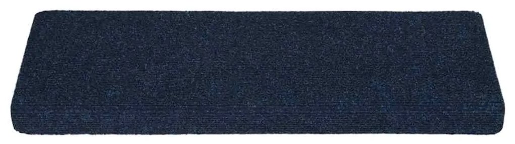 Tapetes de escada 15 pcs 65x21x4 cm tecido agulhado azul