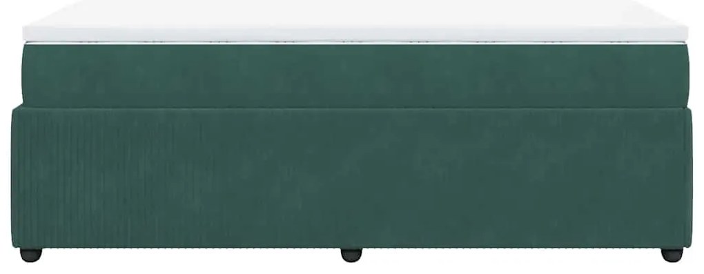 Cama boxspring com colchão 120x190 cm veludo verde-escuro