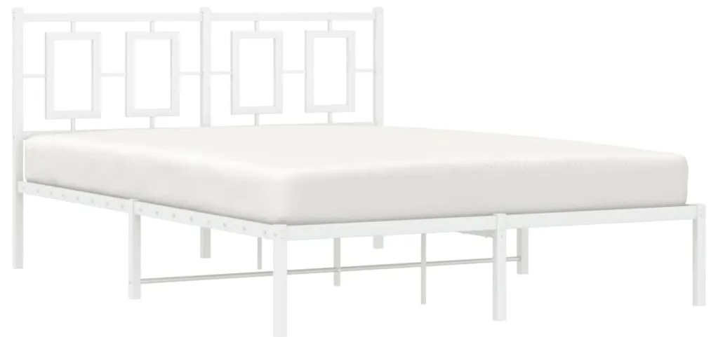 Estrutura de cama com cabeceira 140x190 cm metal branco