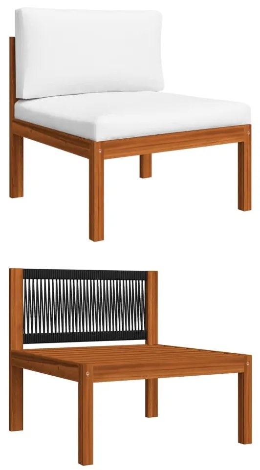 6 pcs conjunto lounge jardim c/ almofadões acácia maciça creme