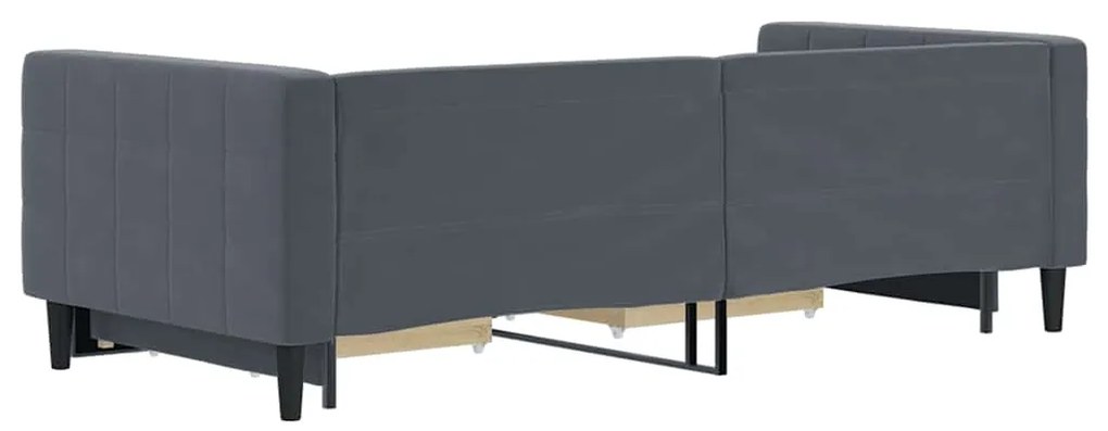 Sofá-cama c/ gavetão e gavetas 90x200 cm veludo cinzento-escuro