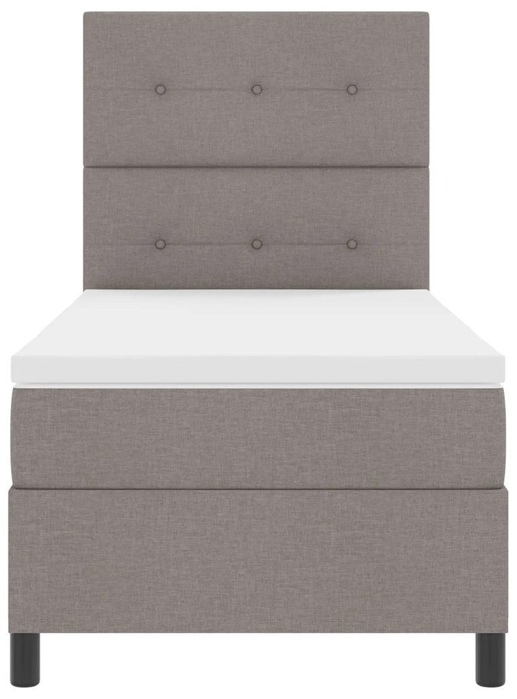 Cama Box Spring com Colchão Taupe 100x200 cm Tecido