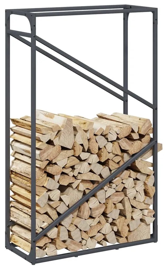 Suporte para lenha 60x25x100 cm aço laminado a frio antracite