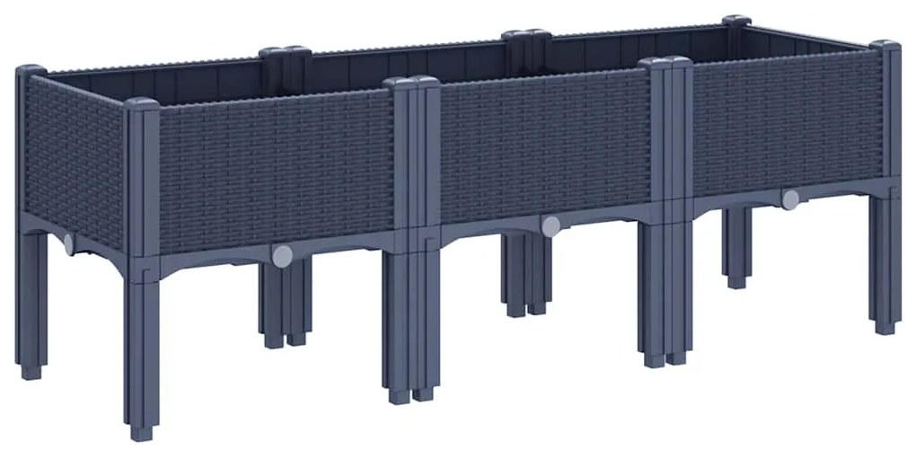 Vaso/floreira de jardim c/ pernas 120x40x42 cm PP cinzento azul