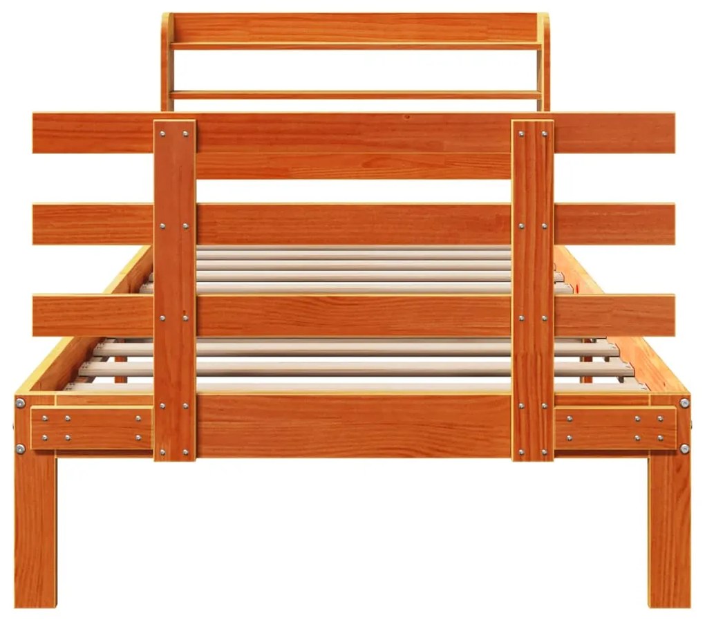 Estrutura cama c/ cabeceira 75x190 cm pinho maciço castanho-mel