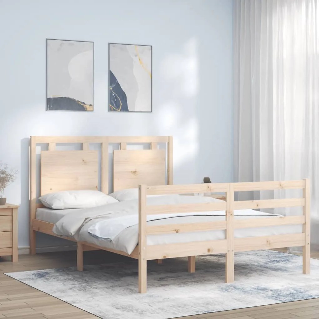 Estrutura de cama com cabeceira 120x200 cmmadeira maciça