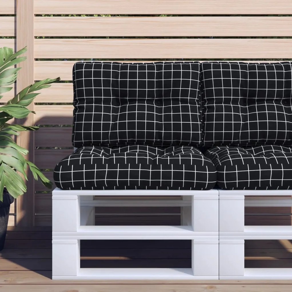 vidaXL Almofadão para sofá de paletes 60x40x12 cm tecido xadrez preto