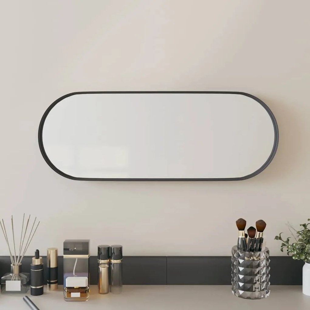 vidaXL Espelho de parede 15x40 cm oval preto