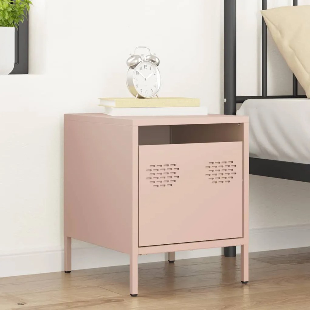 Mesa de cabeceira 35x39x43,5 cm aço rosa