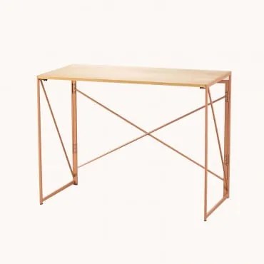 Escrivaninha Rebatível Retangular Em Mdf E Metal (100x50 Cm) Andra Rosa Claro - Sklum