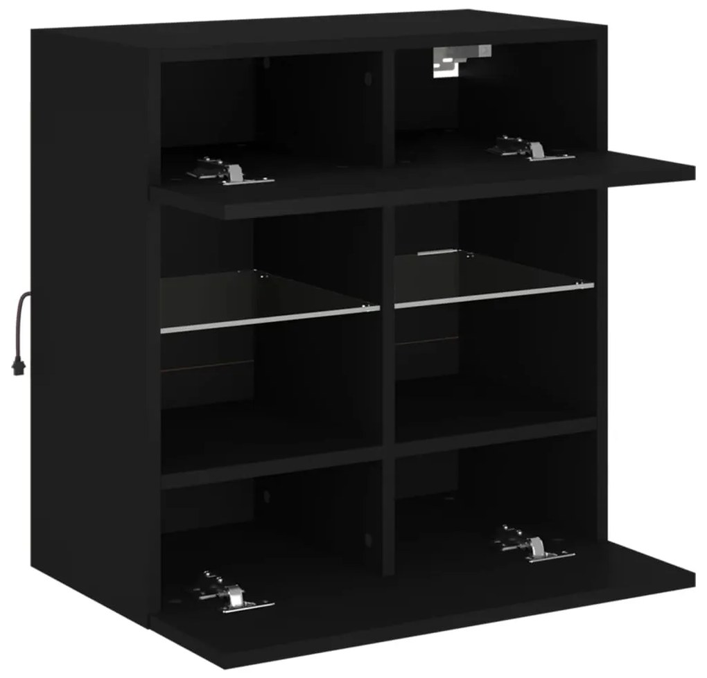 Móvel de parede para TV com luzes LED 58,5x30x60,5 cm preto