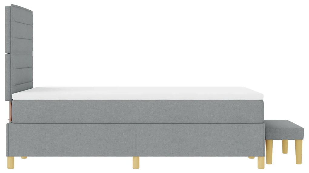 Cama Box Spring com Colchão e Banco Cinzento-claro 120x190 cm Tecido